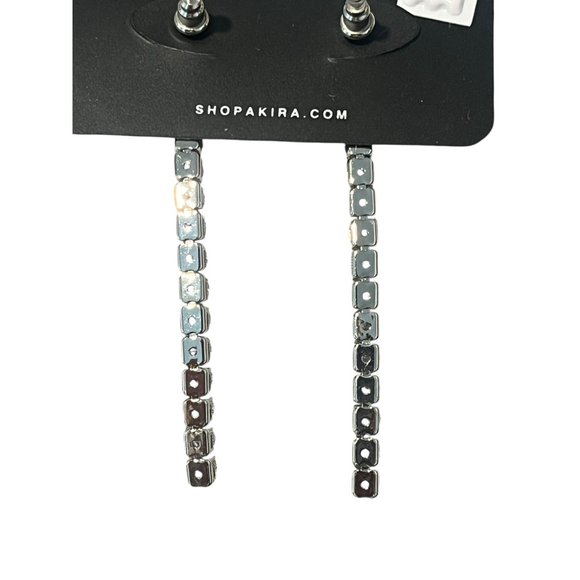 AKIRA Chandelier Drop Earrings 2.5 inch Cubic Zirconia Diamonds Studded New - Picture 4 of 5